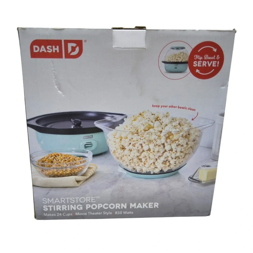 Dash SmartStore Deluxe Popcorn Maker Hot Oil Electric Popper‎ 24 Cup Aqua Blue